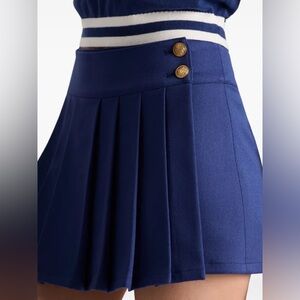 Alice and Olivia Noah Elegant Navy Blue Pleated Skirt